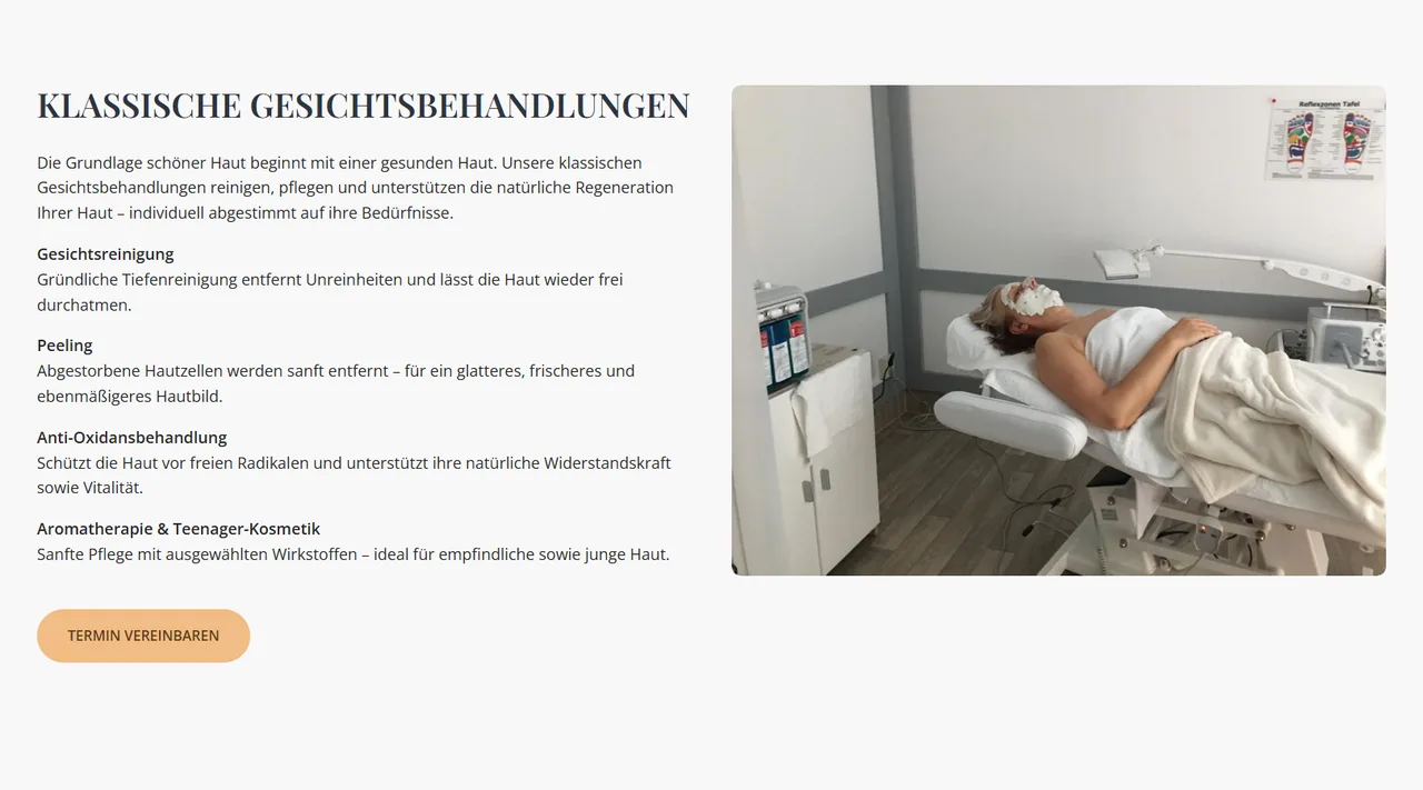 Klassische Gesichtsbehandlungen auf der Website von Beauty Lounge