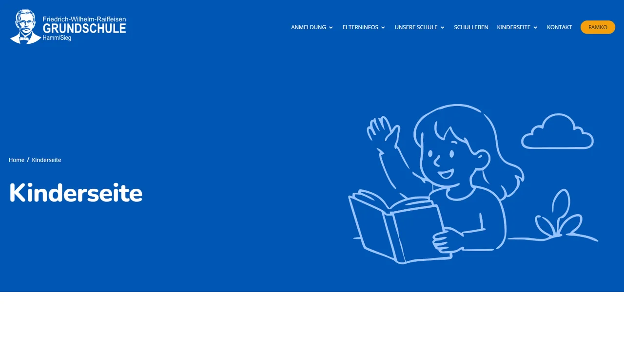 Kinderseite der Grundschule Hamm (Sieg) mit Illustration