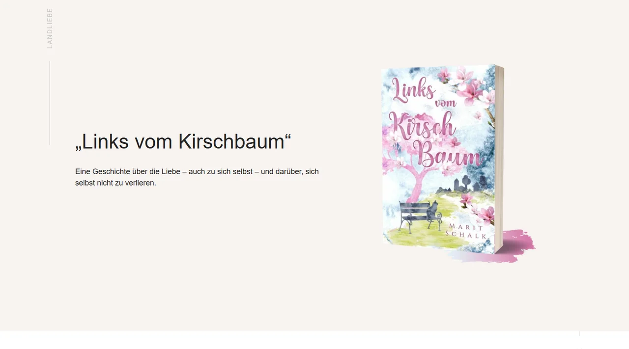Buch „Links vom Kirschbaum“ auf der Website von Marit Schalk