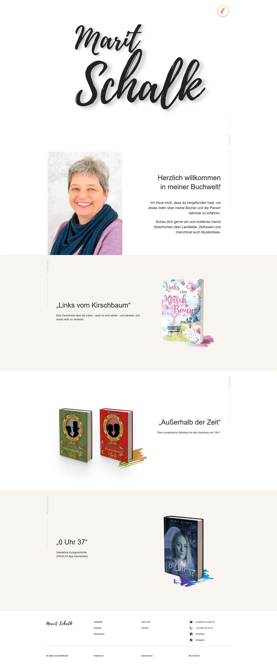 Startseite der Website von Marit Schalk, vollständig