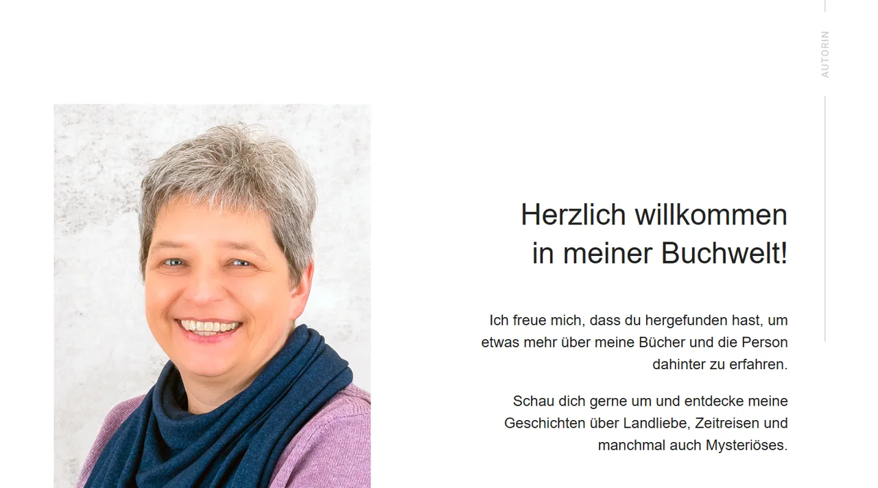 Begrüßung mit Foto auf der Website der Autorin Marit Schalk